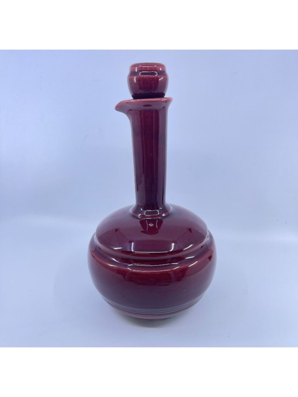 vintage metlox poppy trail ceramic decanter with cork stopper and spouted neck